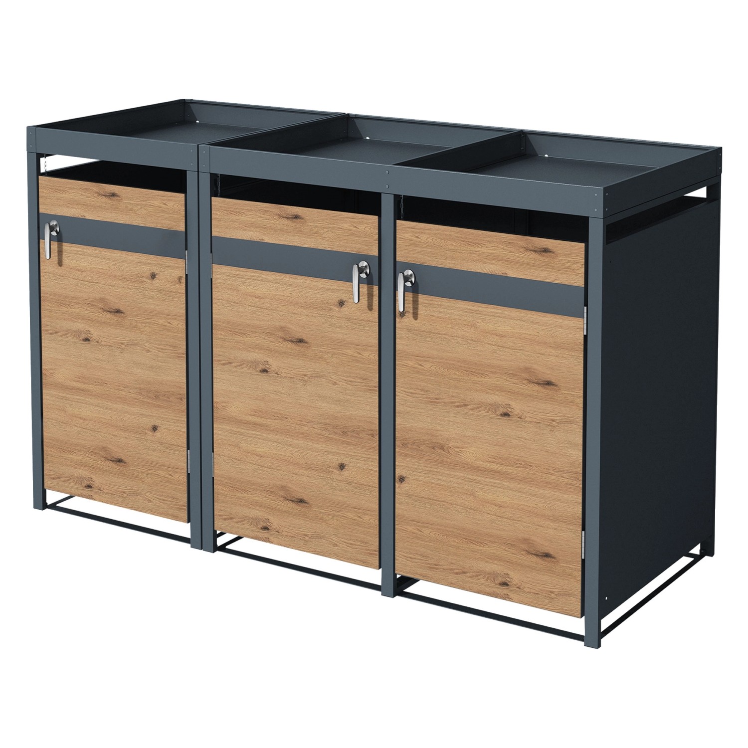 ML-Design Mülltonnenbox 3Er Pflanzdach 200x80x116,3cm Anthrazit-Eiche ML-Design Mülltonnenbox 3Er Pflanzdach 200x80x116,3cm Anthrazit-Eiche von ML-Design
