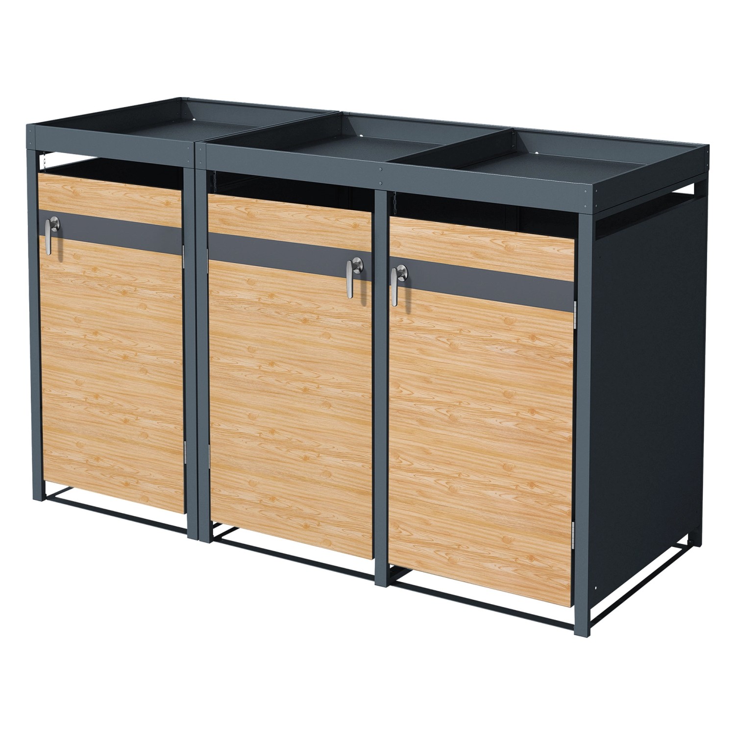 ML-Design Mülltonnenbox 3Er Pflanzdach 240L Anthrazit-Lärchenoptik ML-Design Mülltonnenbox 3Er Pflanzdach 240L Anthrazit-Lärchenoptik von ML-Design