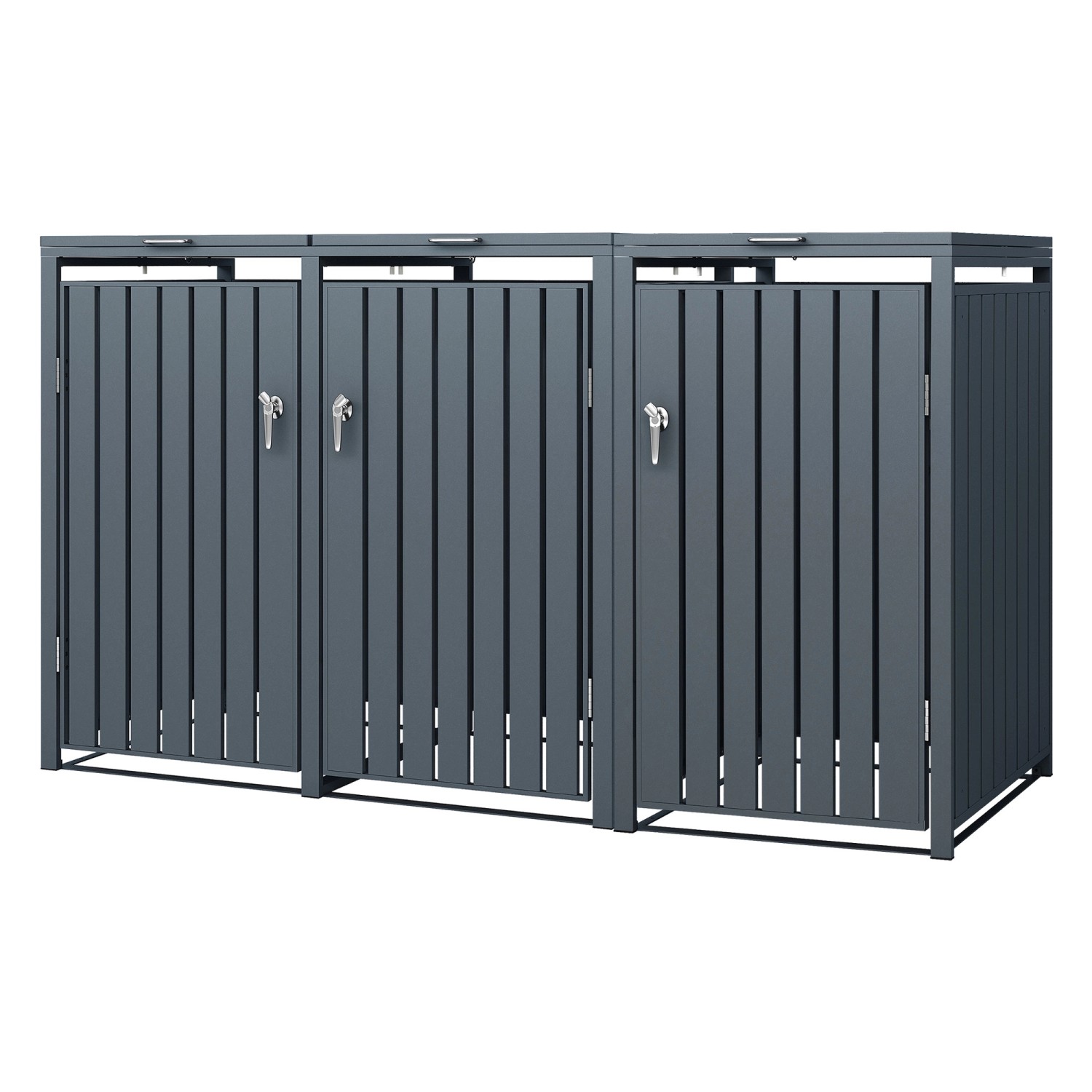 ML-Design Mülltonnenbox 3Er für 3 Tonnen 240L 200x80x116,3 cm Anthrazit Stahl von ML-Design