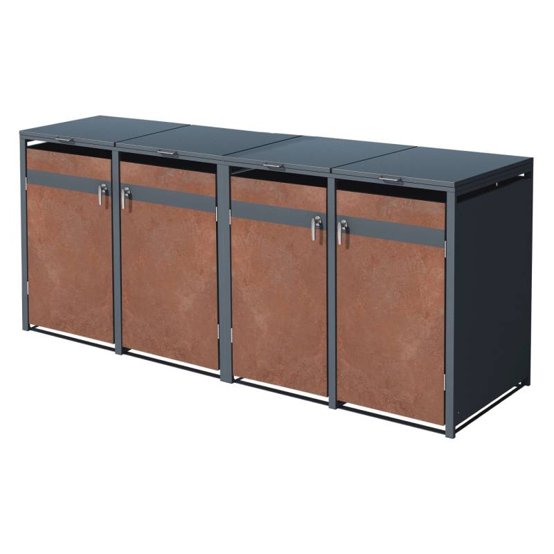 ML-Design Mülltonnenbox 4Er 240L 264x80x116,3 cm Anthrazit-Rost-Optik Wetterfest ML-Design Mülltonnenbox 4Er 240L 264x80x116,3 cm Anthrazit-Rost-Optik Wetterfest von ML-Design