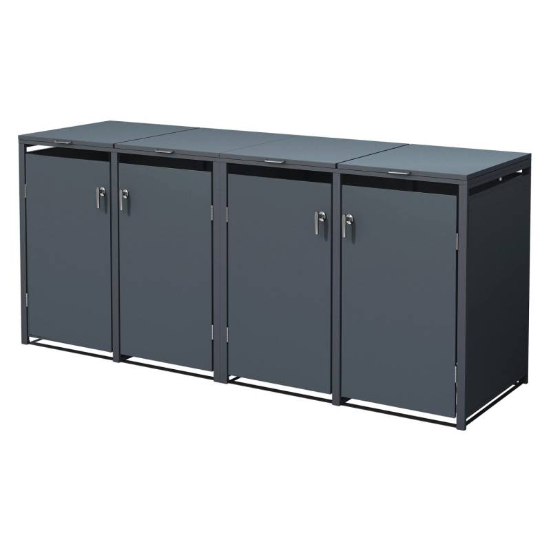ML-Design Mülltonnenbox 4Er 240L Anthrazit 264x80x116,3 cm Stahl von ML-Design