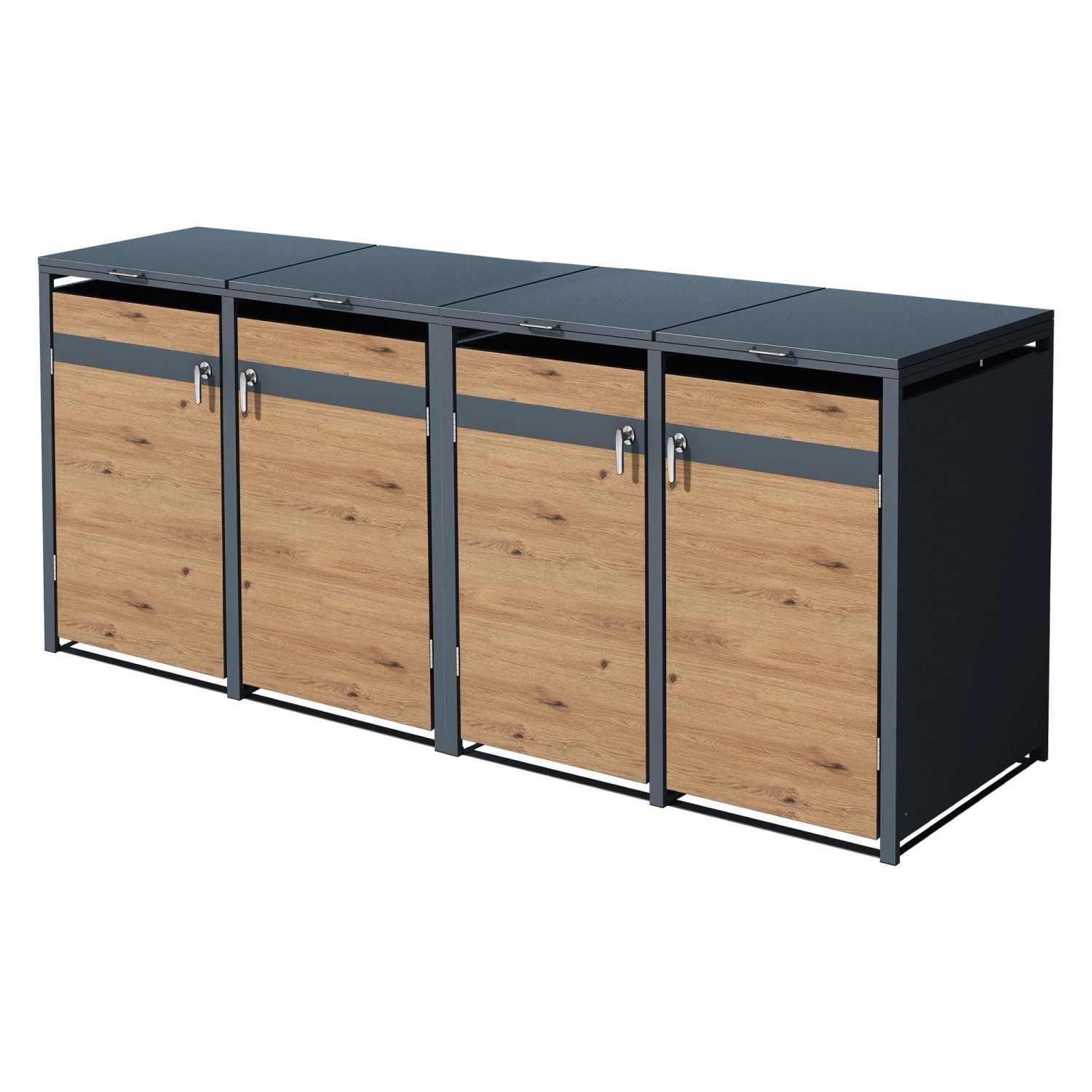 ML-Design Mülltonnenbox 4Er 264x80x116,3cm 240L Anthrazit-Eichenoptik von ML-Design