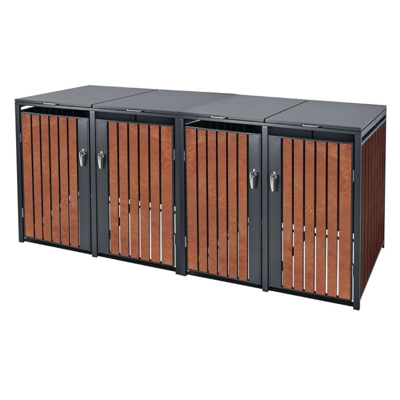 ML-Design Mülltonnenbox 4Er 4 Tonnen 240L 264x80x116,3cm Anthrazit-Rostoptik von ML-Design