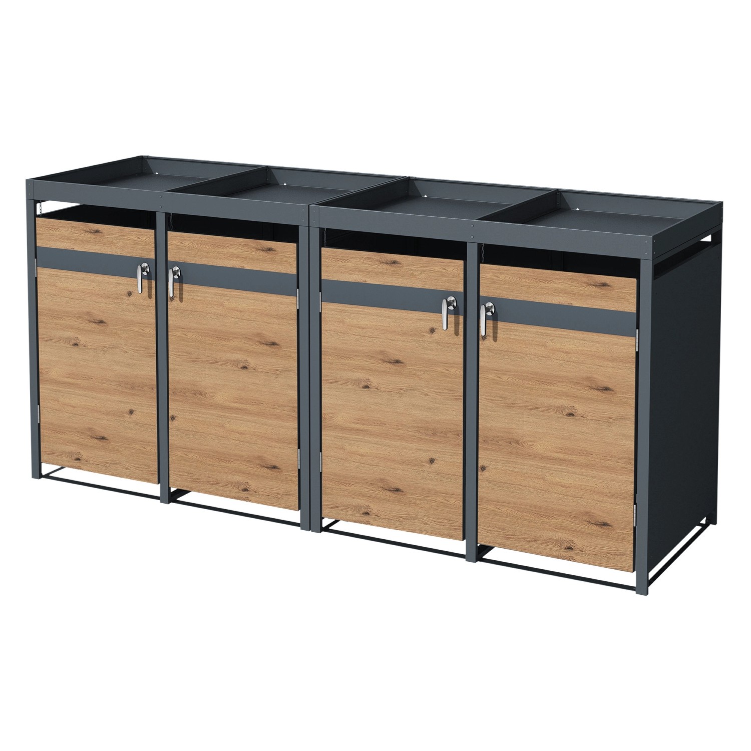 ML-Design Mülltonnenbox 4Er Pflanzdach 264x80x116,3cm Anthrazit-Eiche ML-Design Mülltonnenbox 4Er Pflanzdach 264x80x116,3cm Anthrazit-Eiche von ML-Design