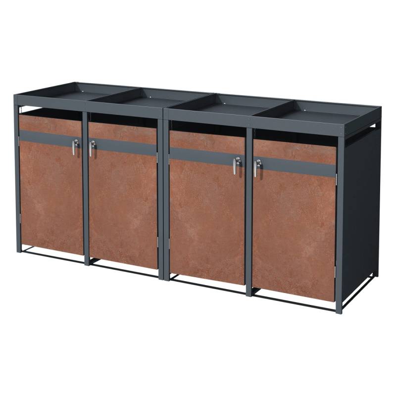 ML-Design Mülltonnenbox 4Er Pflanzdach 264x80x116,3cm Anthrazit-Rost von ML-Design