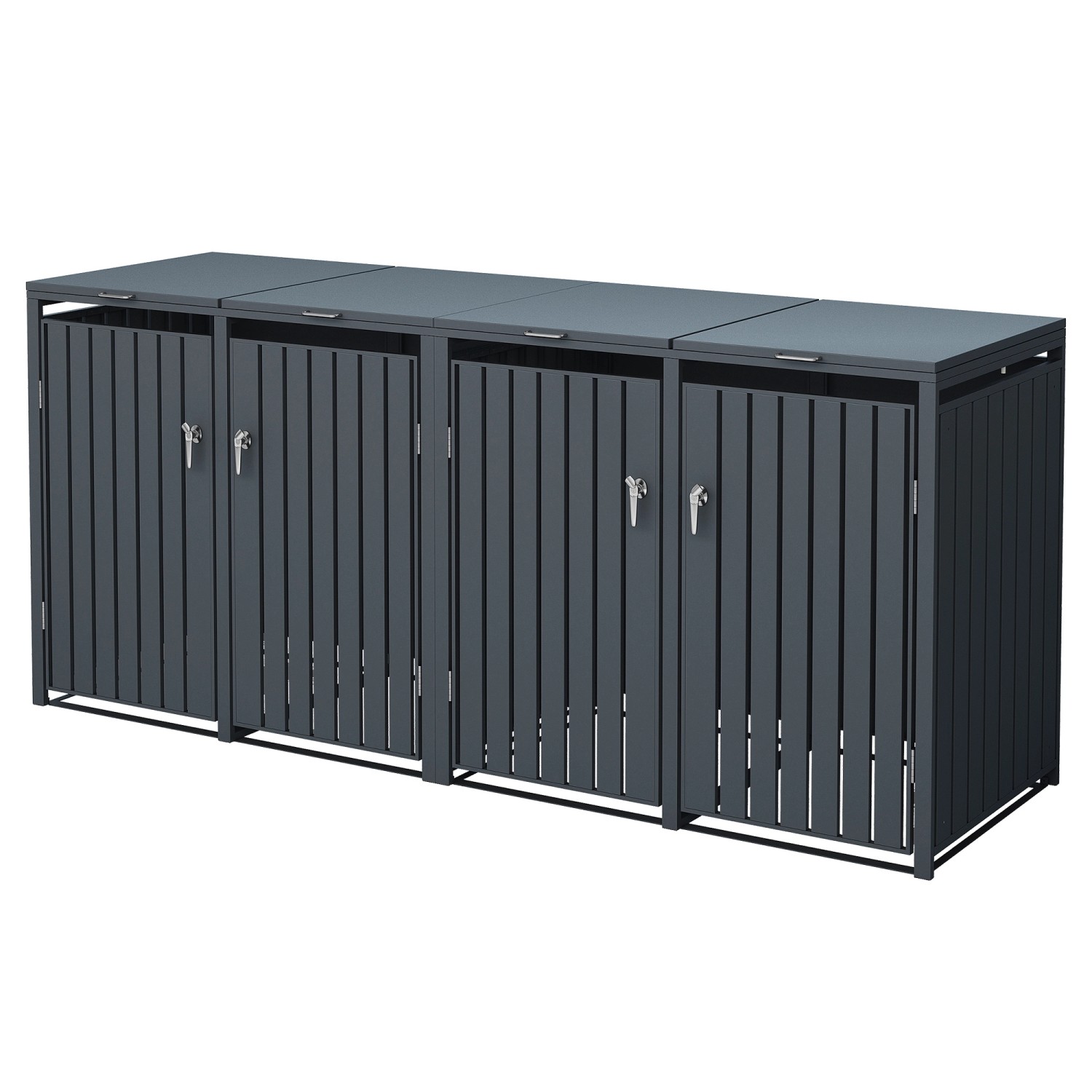 ML-Design Mülltonnenbox 4Er für 4 Tonnen 240L 264x80x116,3 cm Anthrazit Stahl von ML-Design