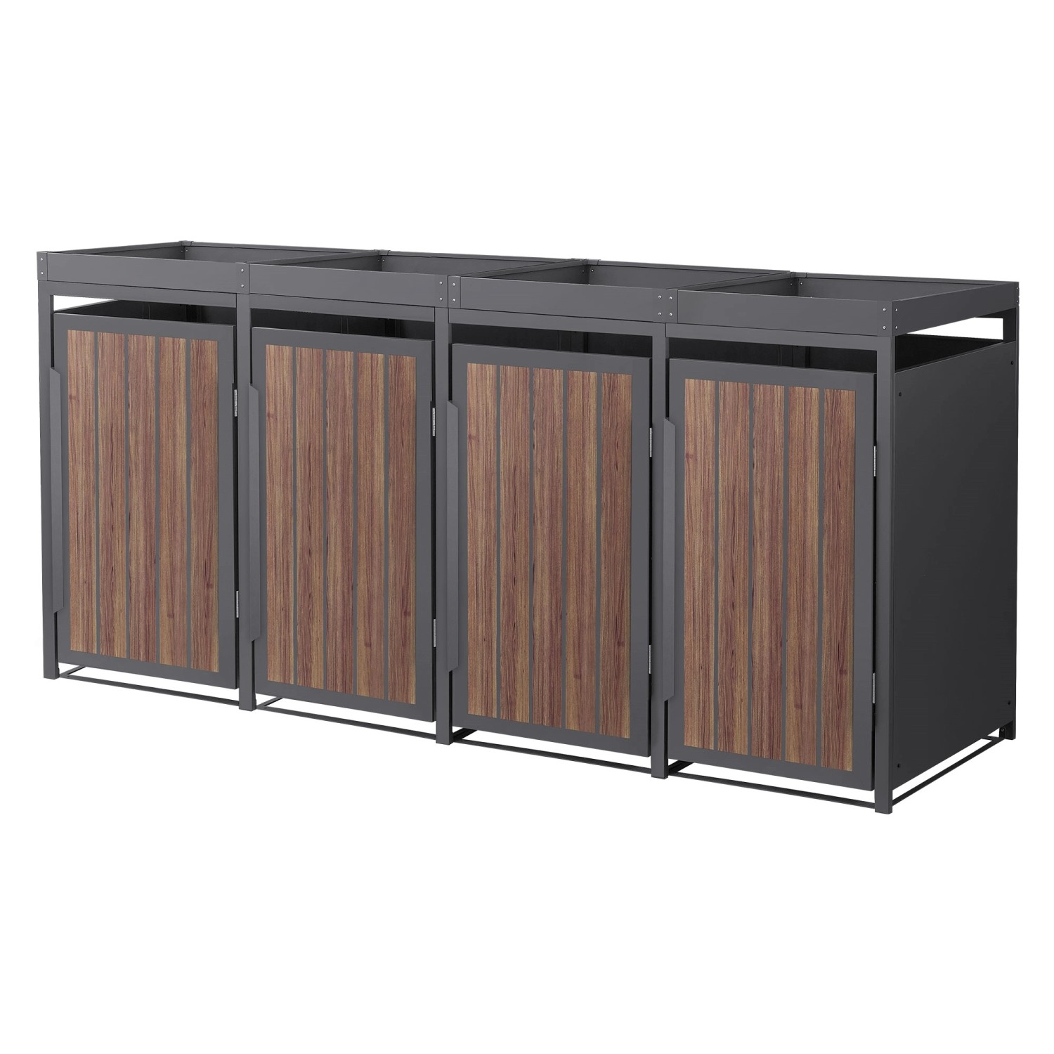ML-Design Mülltonnenbox 4Er mit Pflanzdach Anthrazit-Holzoptik 240L von ML-Design