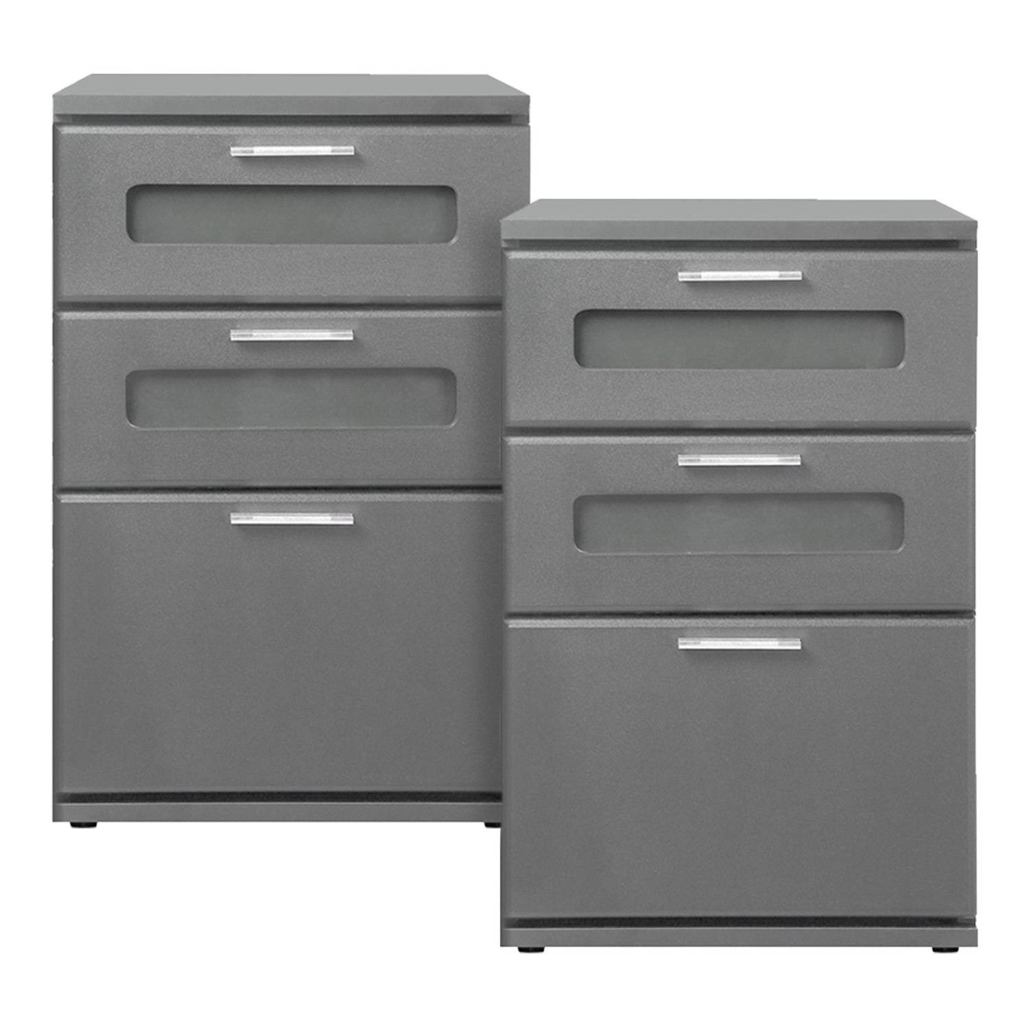 ML-Design Nachttisch 2Er Set Nachtkommode mit 3 Schubladen Grau 40x60x38 cm Holz ML-Design Nachttisch 2Er Set Nachtkommode mit 3 Schubladen Grau 40x60x38 cm Holz von ML-Design