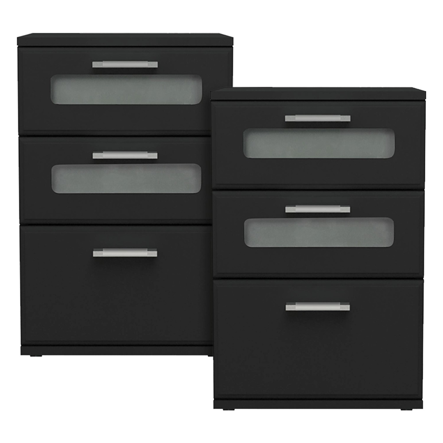 ML-Design Nachttisch 2Er Set Nachtkommode mit 3 Schubladen Schwarz 40x60x38 cm ML-Design Nachttisch 2Er Set Nachtkommode mit 3 Schubladen Schwarz 40x60x38 cm von ML-Design