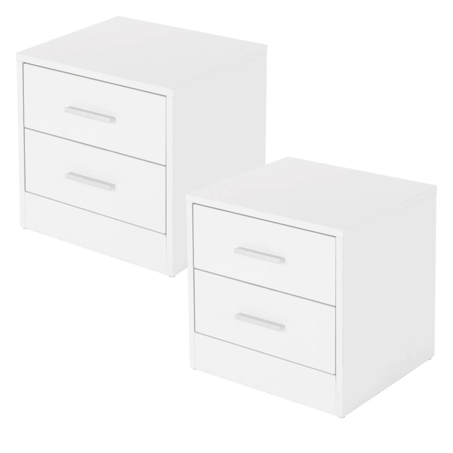 ML-Design Nachttisch 2Er Set mit 2 Schubladen Weiß Holz 38x37x34 cm Alu Griffe ML-Design Nachttisch 2Er Set mit 2 Schubladen Weiß Holz 38x37x34 cm Alu Griffe von ML-Design