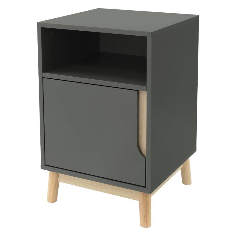 ML-Design Nachttisch 40x40x62 cm Grün-Natur mit Offenem Fach Tür Kiefernholz-Füß von ML-Design