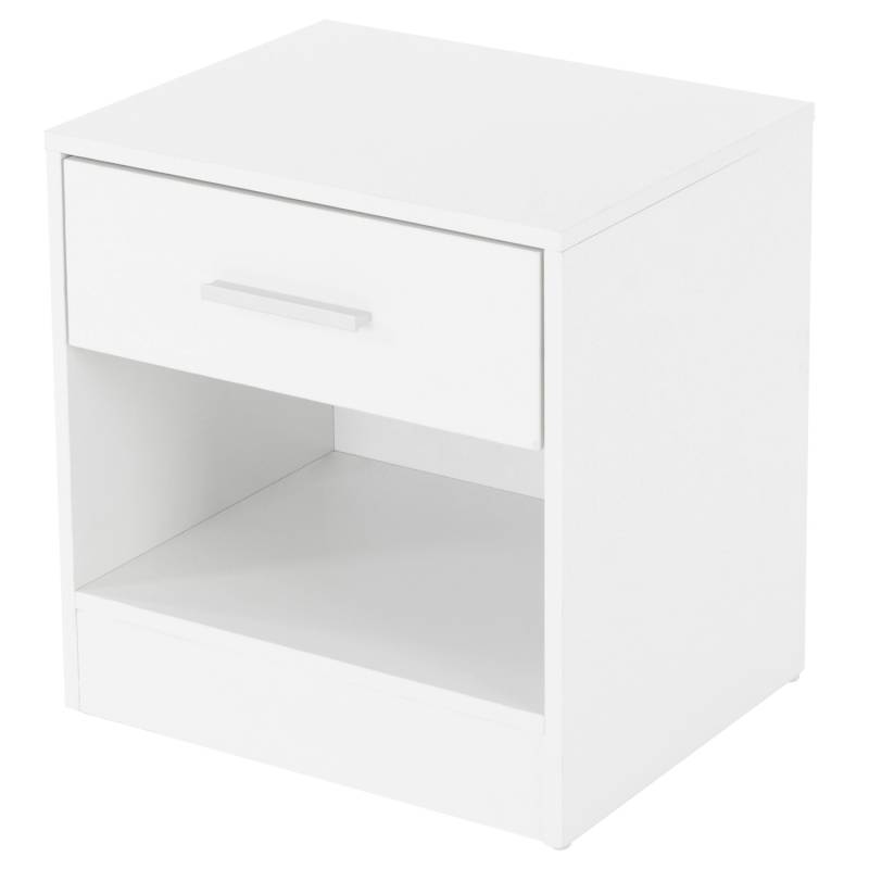 ML-Design Nachttisch mit Einer Schublade Offenem Fach Weiß Holz 36,5x38,5x30cm von ML-Design