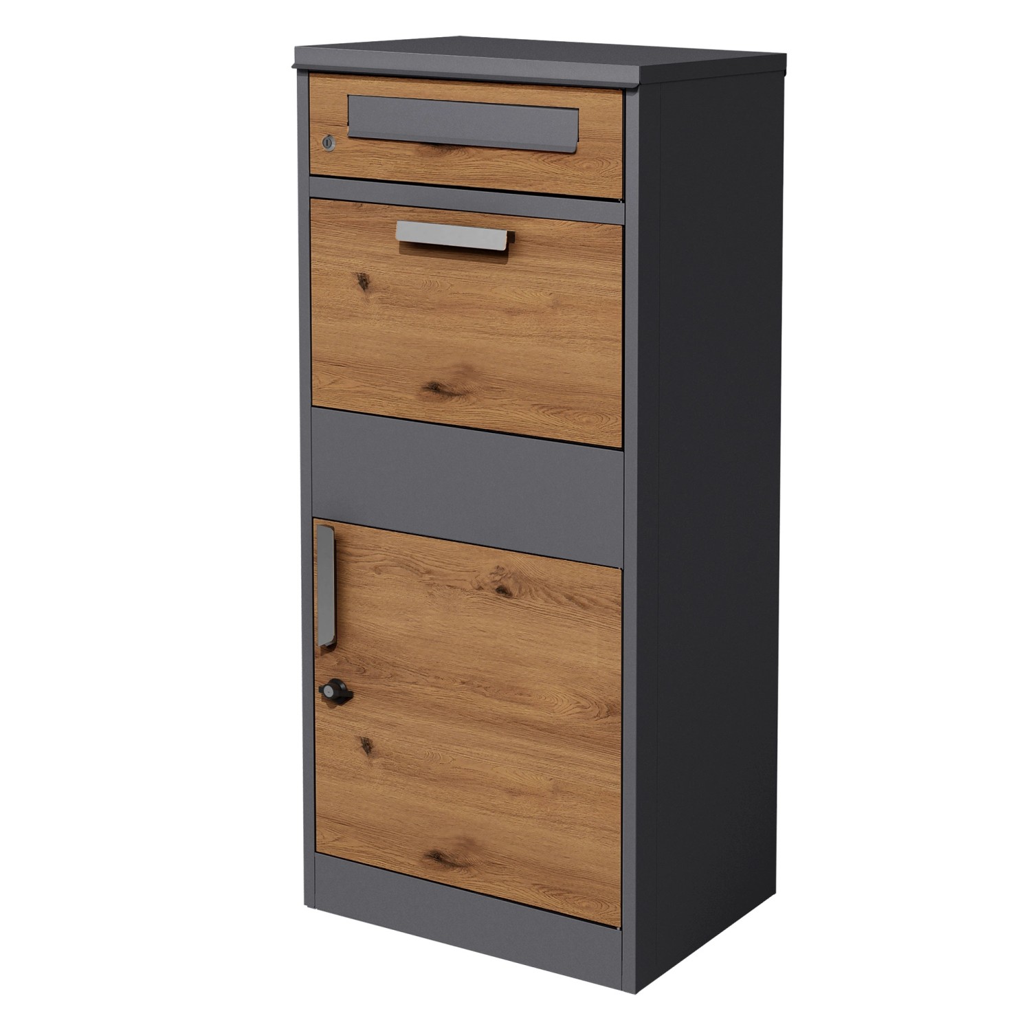 ML-Design Paketbriefkasten Verzinktem Stahl in Anthrazit-Eiche Optik 50x112x37cm von ML-Design