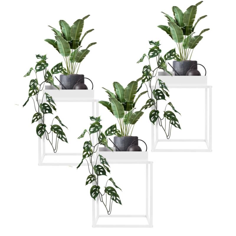 ML-Design Pflanzenständer 3Er Set Weiß aus Metall 35x35x46 cm Quadratisch von ML-Design