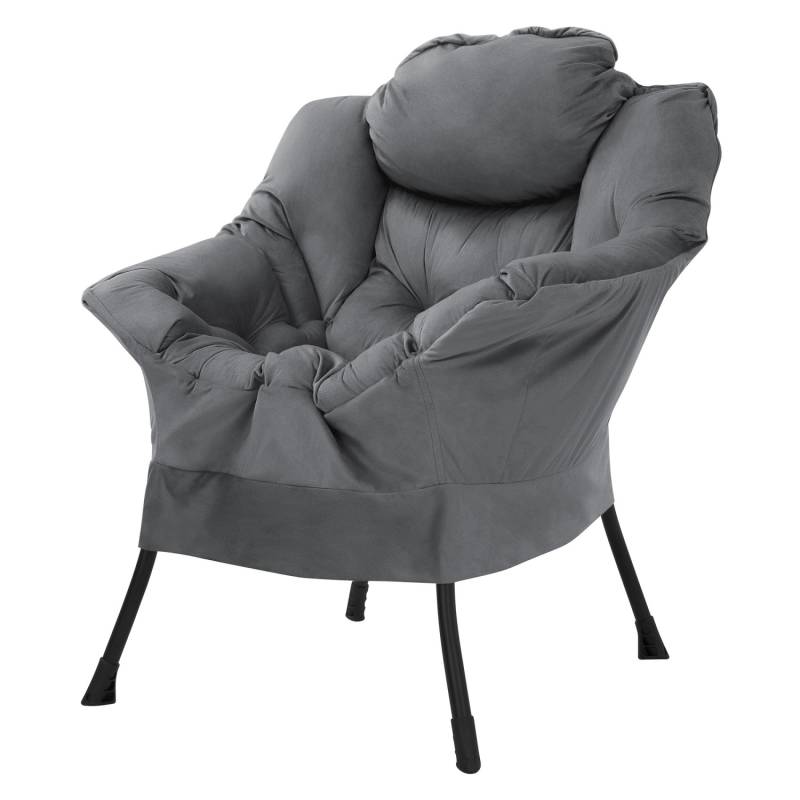 ML-Design Relaxsessel Anthrazit mit Armlehnen Kopfkissen und Seitentasche von ML-Design