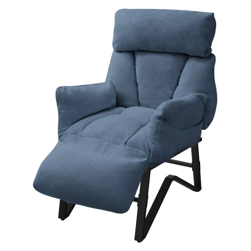 ML-Design Relaxsessel Blau Leinenbezug mit Armlehnen & Fußablage von ML-Design