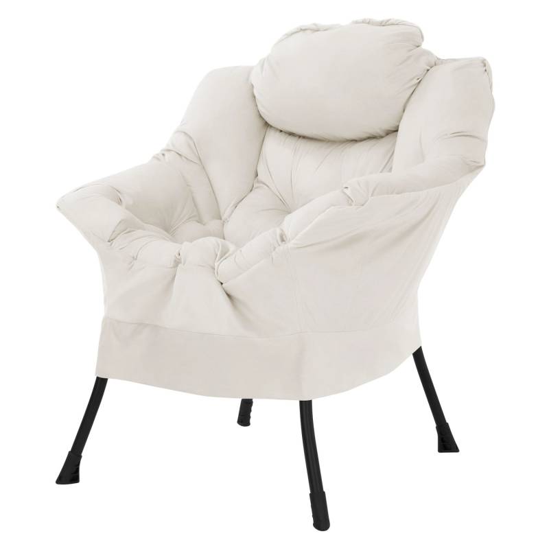 ML-Design Relaxsessel Creme mit Armlehnen Kopfkissen und Seitentasche von ML-Design