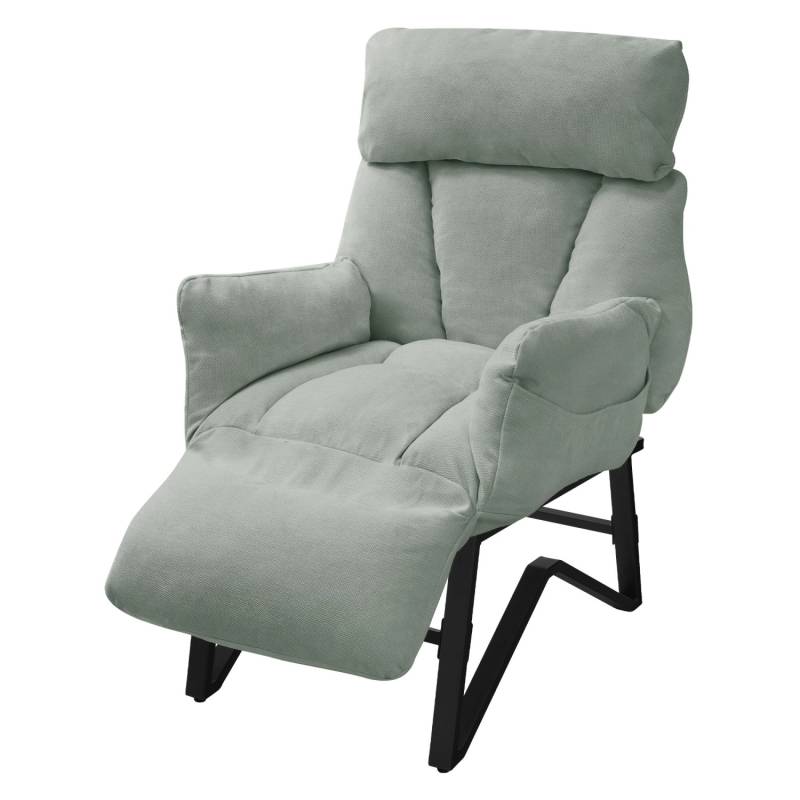 ML-Design Relaxsessel Grau-Grün Leinenbezug mit Armlehnen & Fußablage von ML-Design