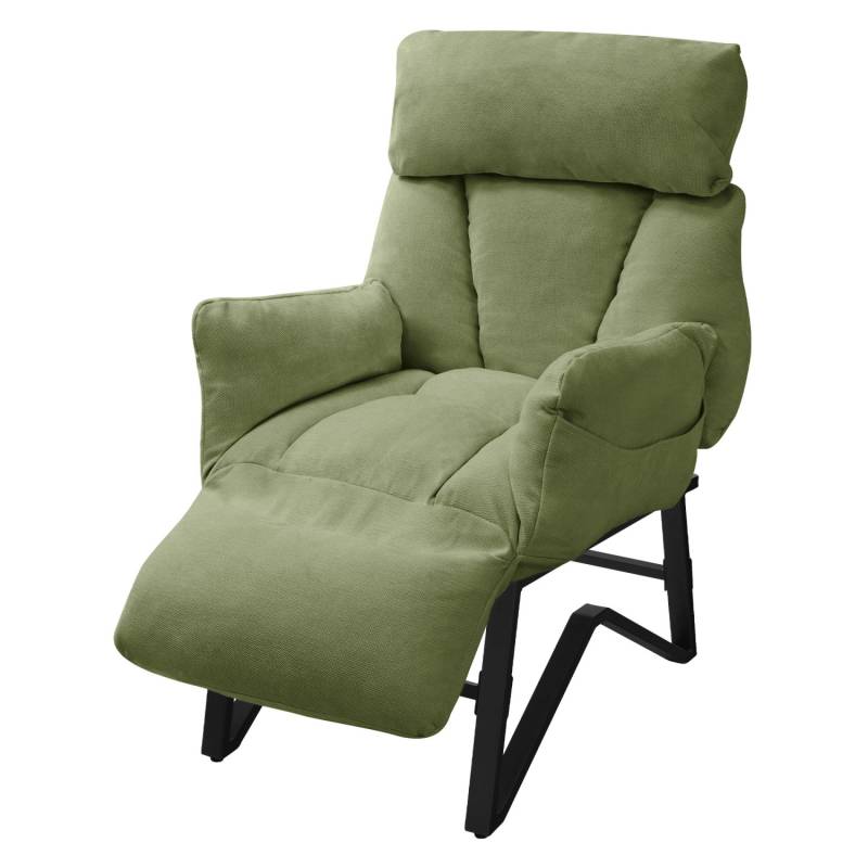 ML-Design Relaxsessel Grün Leinenbezug mit Armlehnen & Fußablage von ML-Design