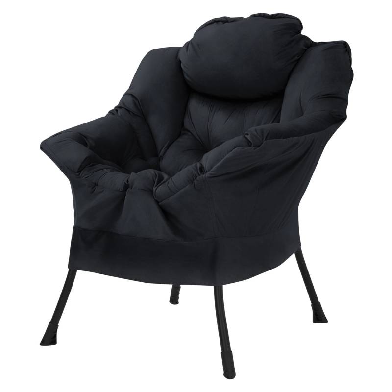 ML-Design Relaxsessel Schwarz mit Armlehnen Kopfkissen und Seitentasche von ML-Design