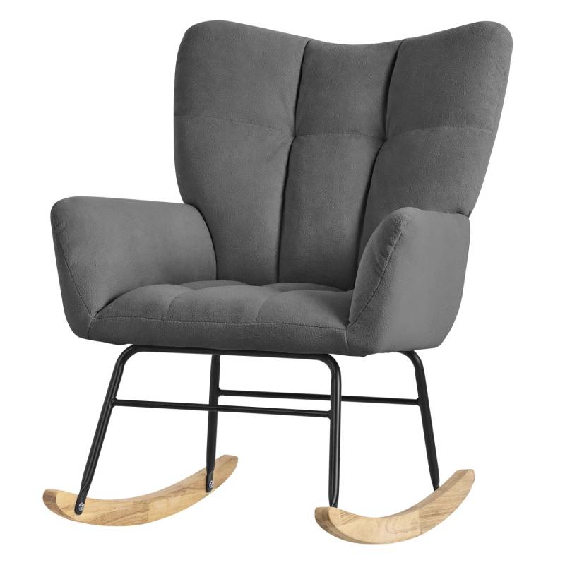 ML-Design Schaukelsessel Dunkelgrau mit Frottee-Optik Bezug Gepolsterter Sessel von ML-Design