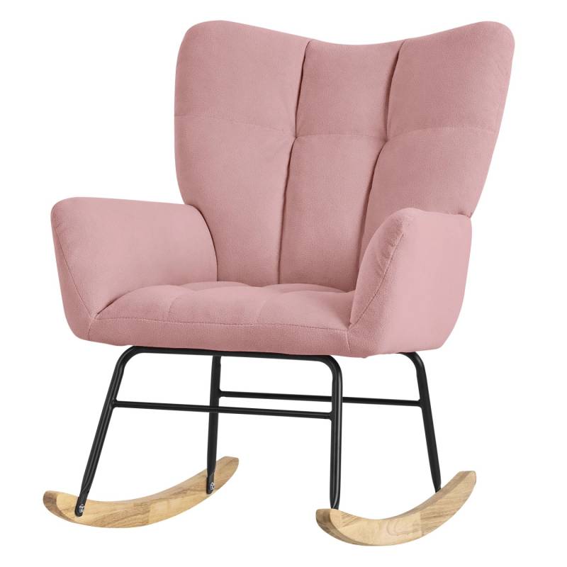 ML-Design Schaukelsessel Rosa mit Frottee-Optik Bezug Gepolsterter Schwingsessel von ML-Design