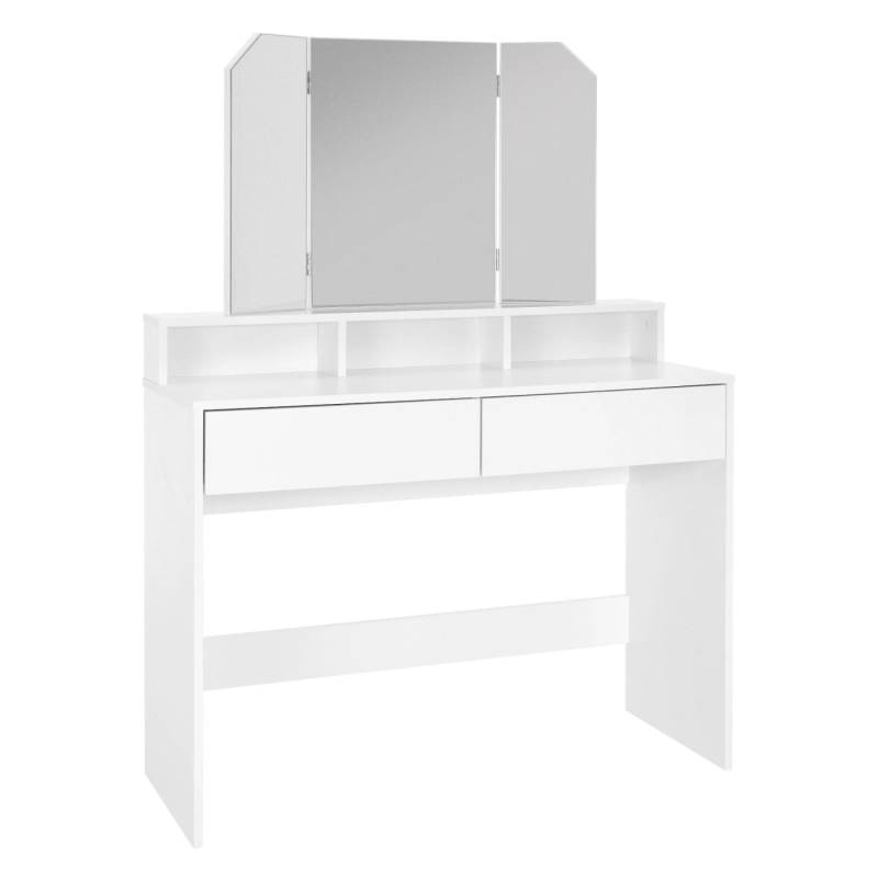 ML-Design Schminktisch mit Klappspiegel und 2 Schubladen 100 x 40 x 140 cm Weiß von ML-Design