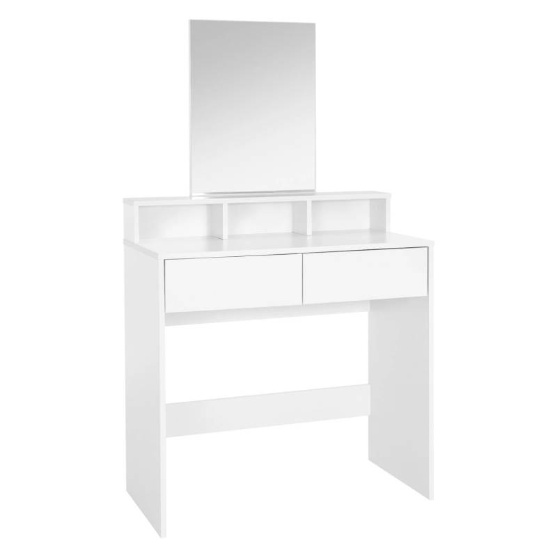 ML-Design Schminktisch mit Rechteckigem Spiegel 2 Schubladen 80x40x140 cm Weiß von ML-Design