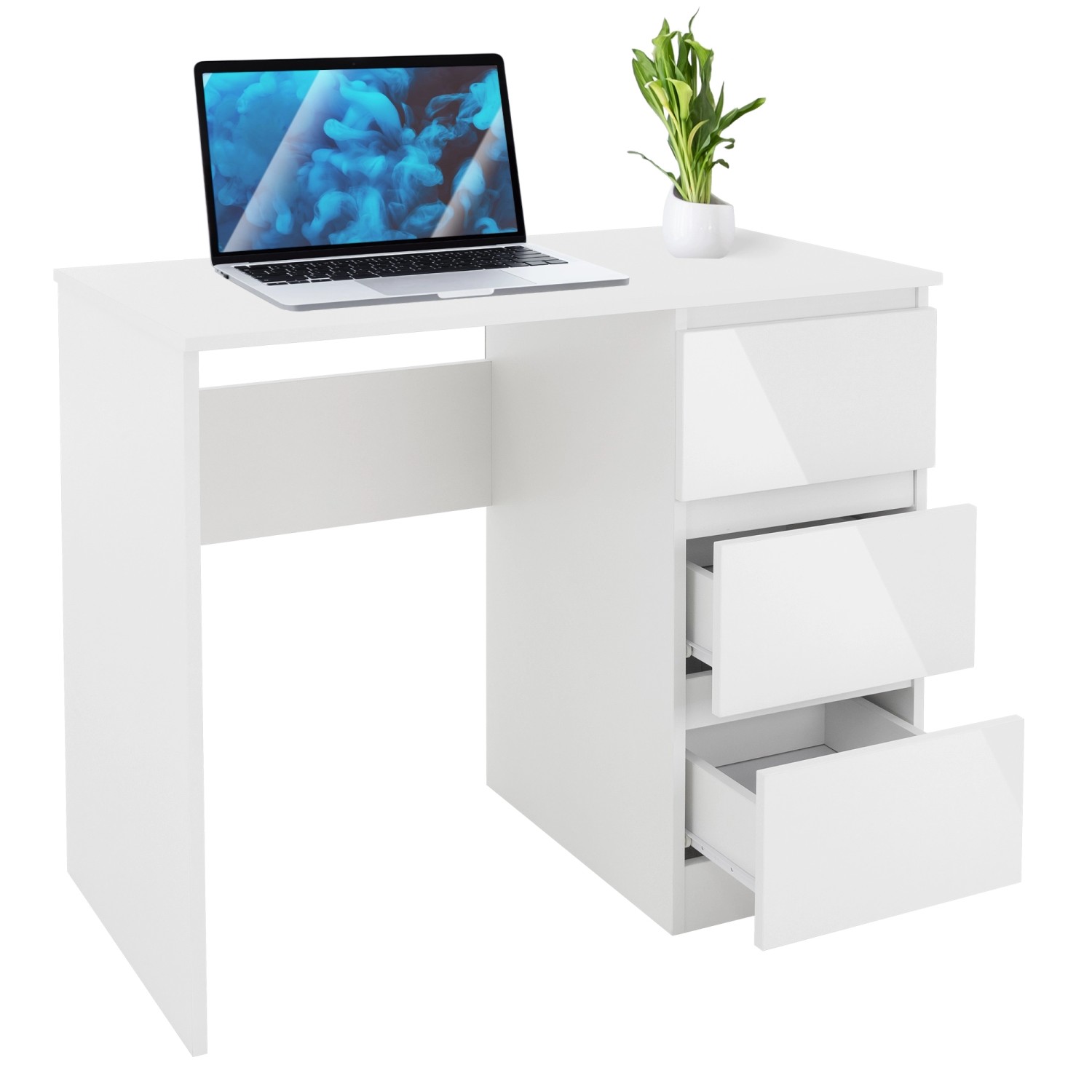 ML-Design Schreibtisch mit 3 Schubladen 90x76x50 cm Weiß Arbeitstisch ML-Design Schreibtisch mit 3 Schubladen 90x76x50 cm Weiß Arbeitstisch von ML-Design