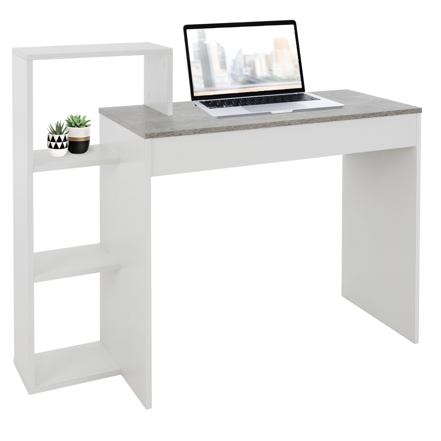 ML-Design Schreibtisch mit Regal Tischplatte in Beton-Optik 110x72x40cm aus Holz ML-Design Schreibtisch mit Regal Tischplatte in Beton-Optik 110x72x40cm aus Holz von ML-Design