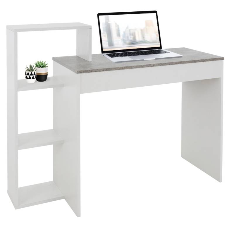 ML-Design Schreibtisch mit Regal Tischplatte in Beton-Optik 110x72x40cm aus Holz von ML-Design