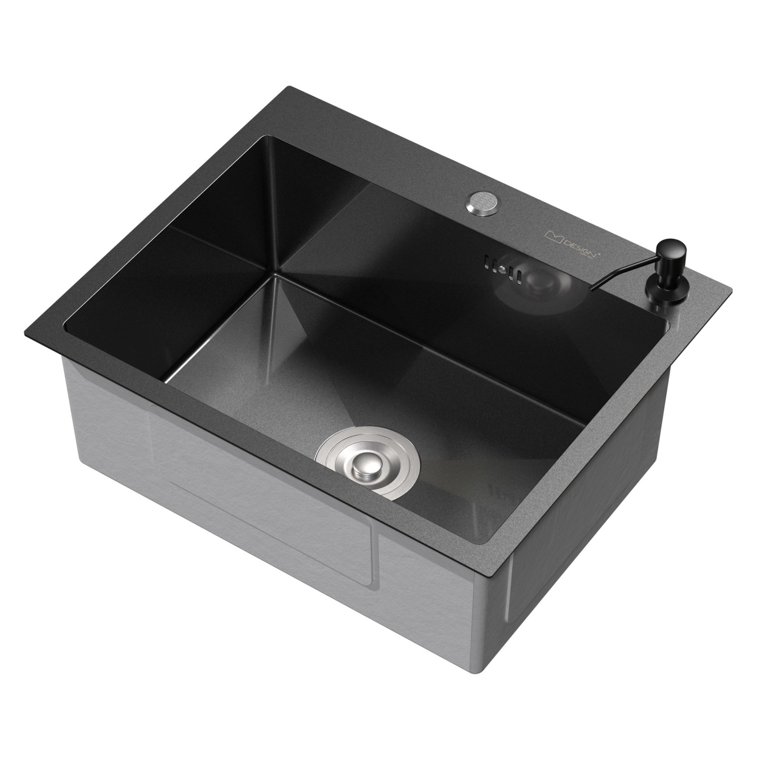 ML-Design Spülbecken Edelstahl 55x45 cm Anthrazit Rechteckig 1 Becken mit Siphon von ML-Design