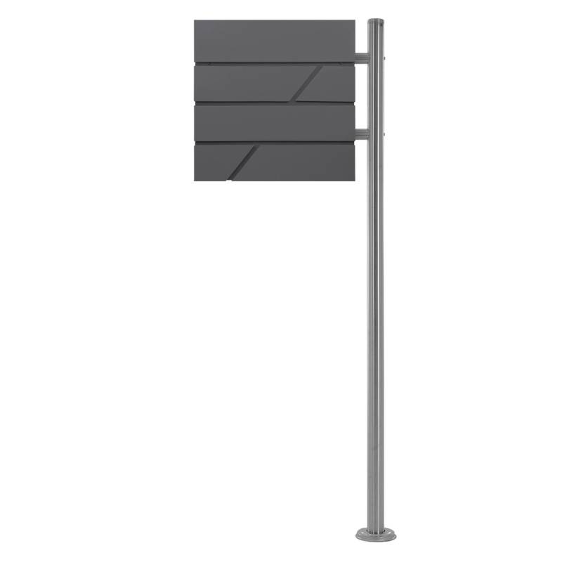 ML-Design Standbriefkasten Anthrazit mit Zeitungsfach Pfosten Silber Edelstahl von ML-Design