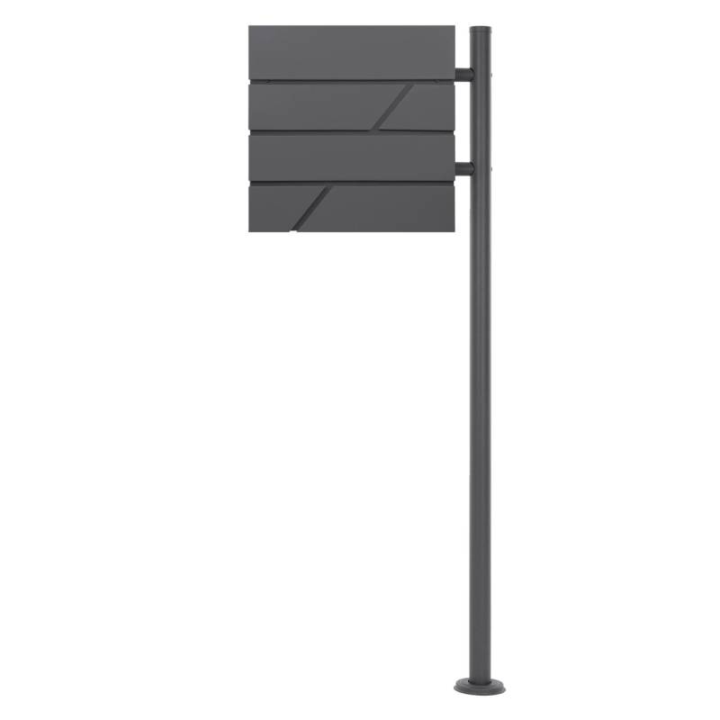 ML-Design Standbriefkasten Anthrazit mit Zeitungsfach mit Pfosten Anthrazit von ML-Design