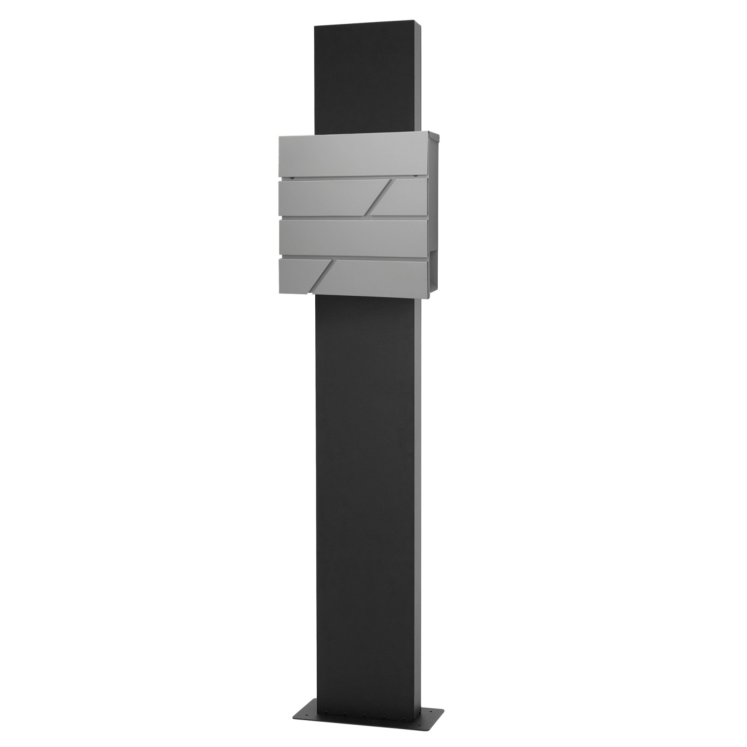 ML-Design Standbriefkasten Hellgrau 37x11x37cm mit Zeitungsfach Standfuß 170cm von ML-Design