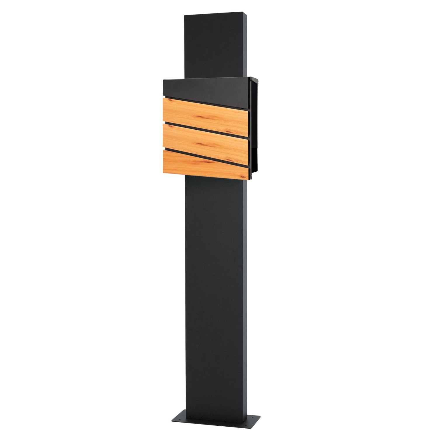 ML-Design Standbriefkasten mit Zeitungsfach Anthrazit-Holzoptik Pfosten 170cm von ML-Design