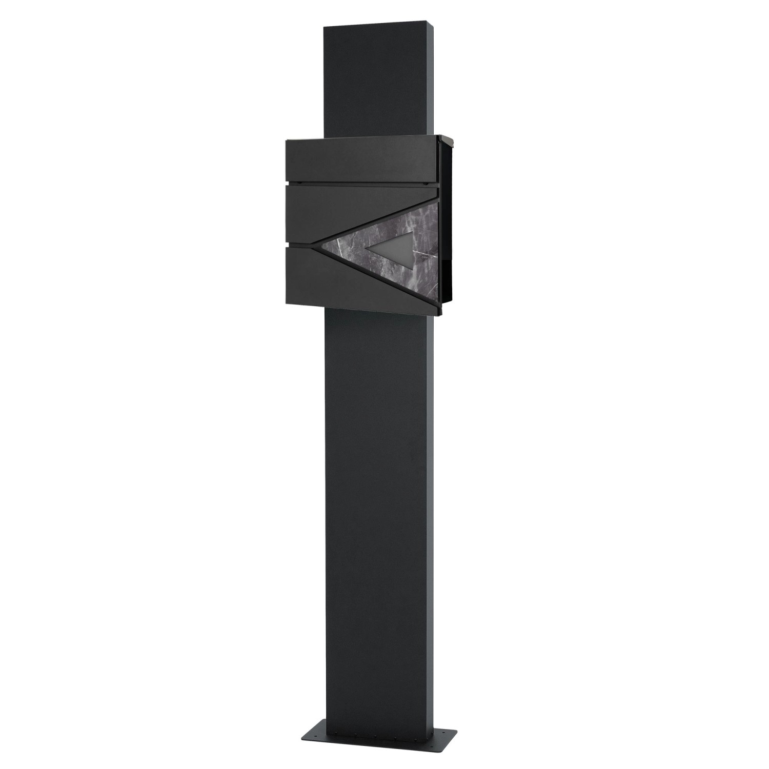 ML-Design Standbriefkasten mit Zeitungsfach Anthrazit-Schwarz Marmoroptik von ML-Design