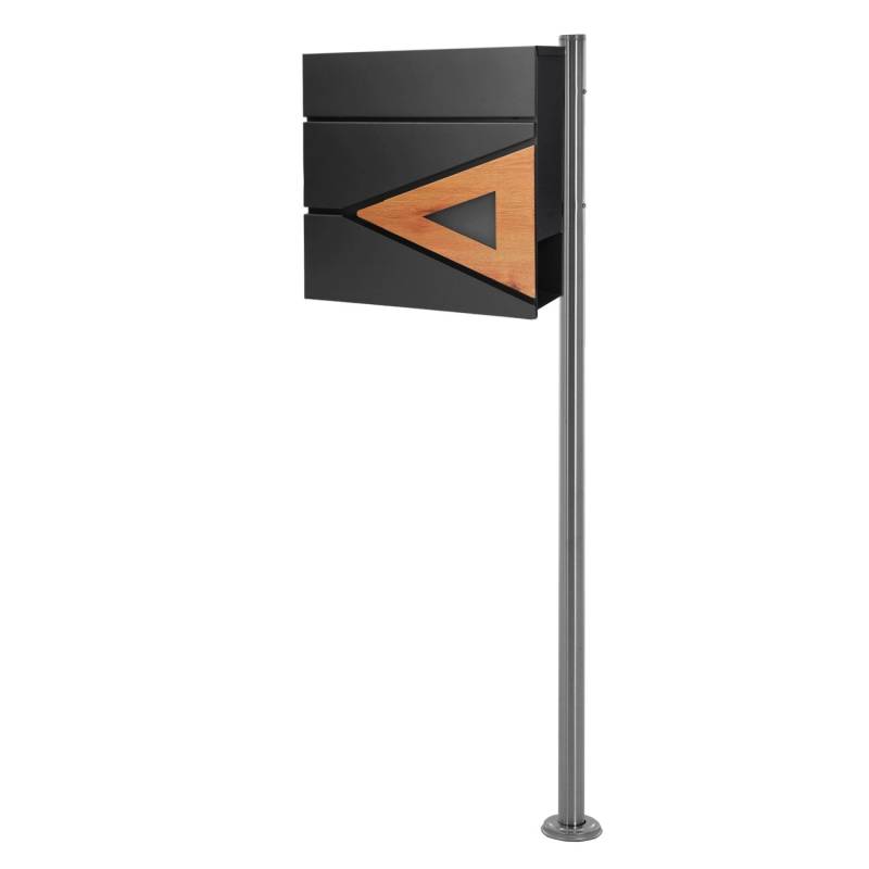 ML-Design Standbriefkasten mit Zeitungsfach Pfosten 120 cm Silber Edelstahl von ML-Design