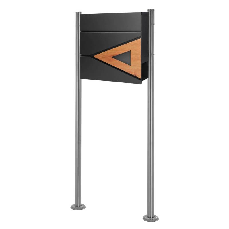 ML-Design Standbriefkasten mit Zeitungsfach Pfosten Ständer 2 Füße Silber von ML-Design