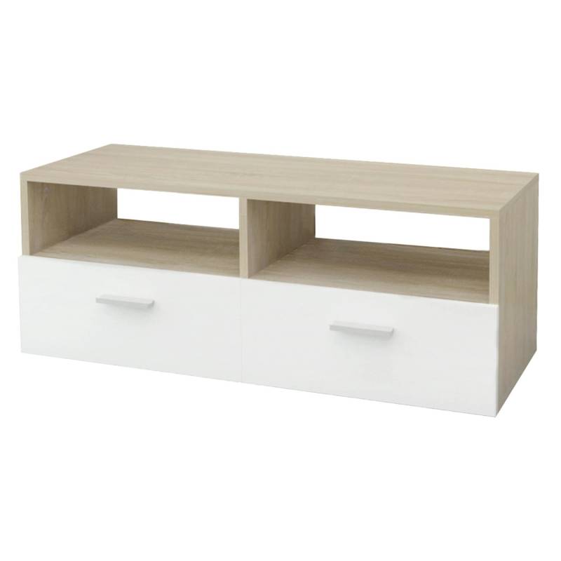 ML-Design TV-Lowboard Holz Weiß/Natur 95x36x35cm Modernes TV-Board mit Stauraum von ML-Design