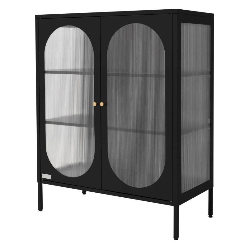 ML-Design Vitrinenschrank 80x102,5x40 cm Schwarz Vitrine aus Stahl von ML-Design