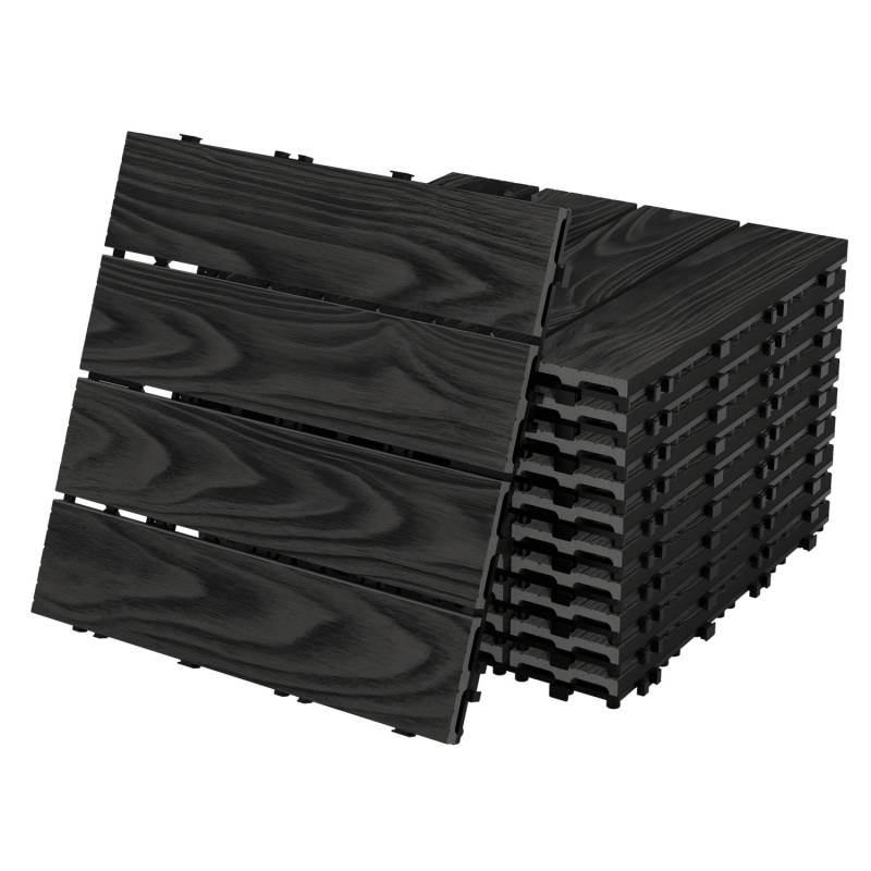 ML-Design WPC Terrassenfliesen 30x30 cm 11 Stück Anthrazit Holzoptik von ML-Design
