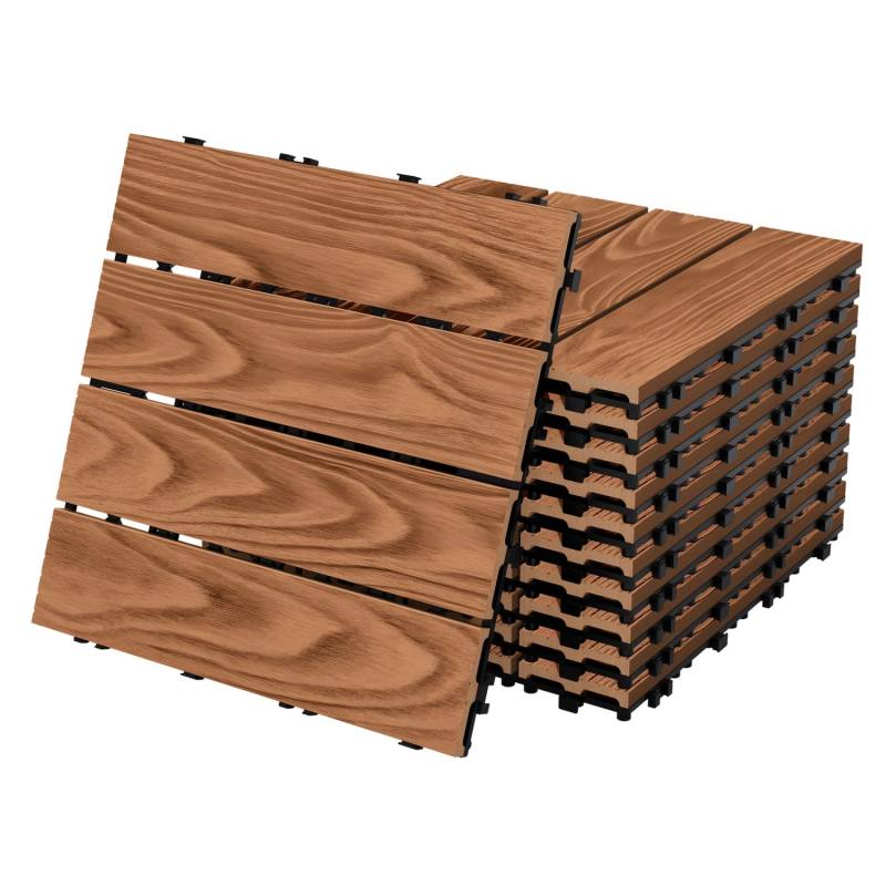 ML-Design WPC Terrassenfliesen 30x30 cm 22 Stück Hellbraun Holzoptik von ML-Design