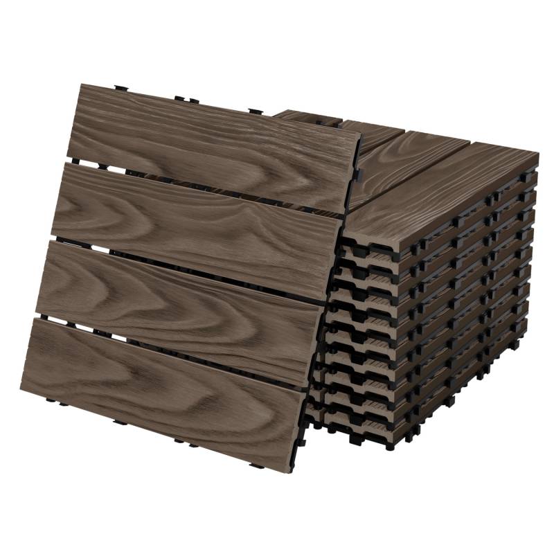ML-Design WPC Terrassenfliesen 30x30 cm 55 Stück Dunkelbraun Holzoptik von ML-Design