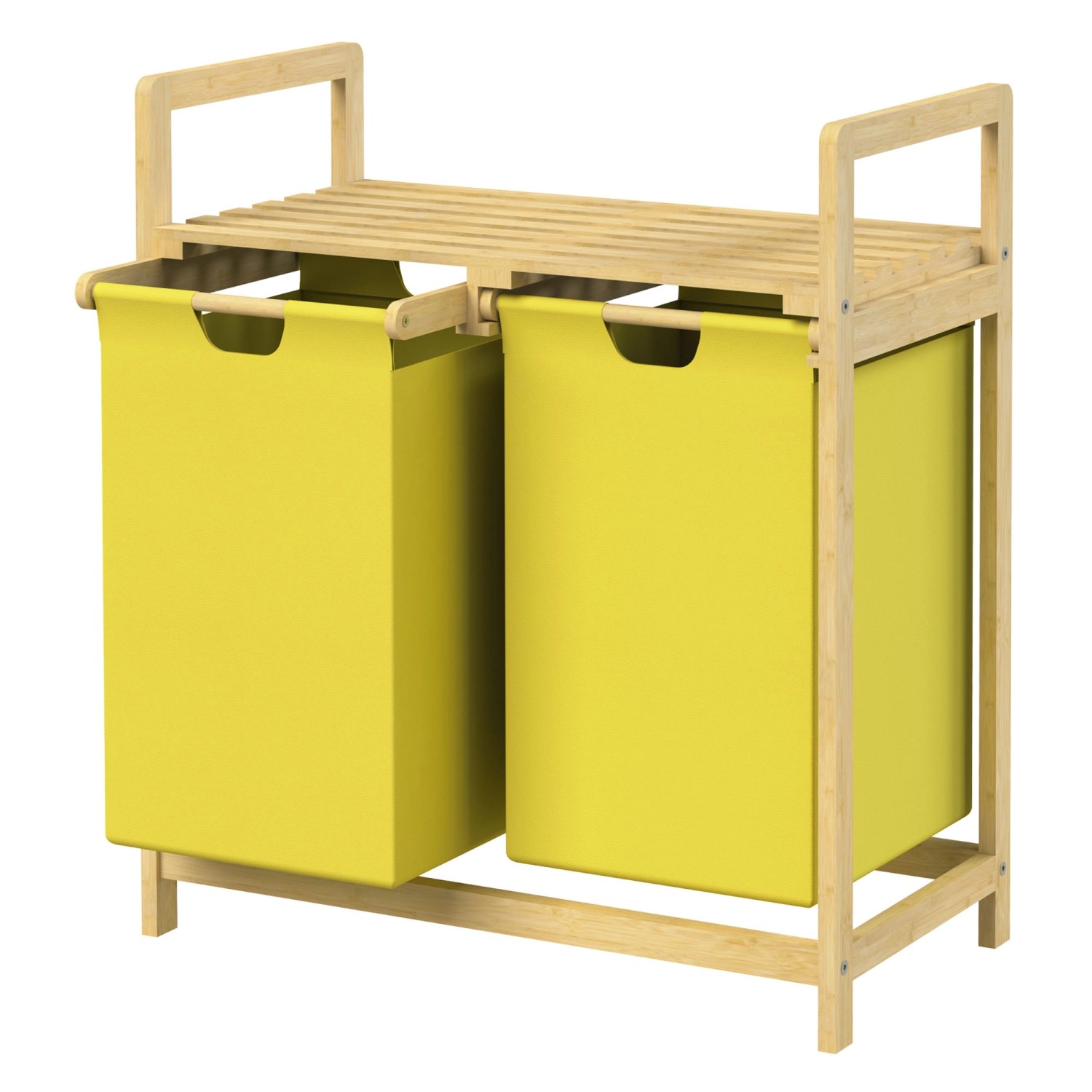 ML-Design Wäschekorb aus Bambus Gelb Wäschebox mit 2 Fächern 60 L Wäschetruhe ML-Design Wäschekorb aus Bambus Gelb Wäschebox mit 2 Fächern 60 L Wäschetruhe von ML-Design