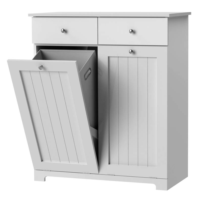 ML-Design Wäscheschrank mit 2 Ausklappbaren Wäschesäcken Weiß 75x37x90 cm MDF von ML-Design