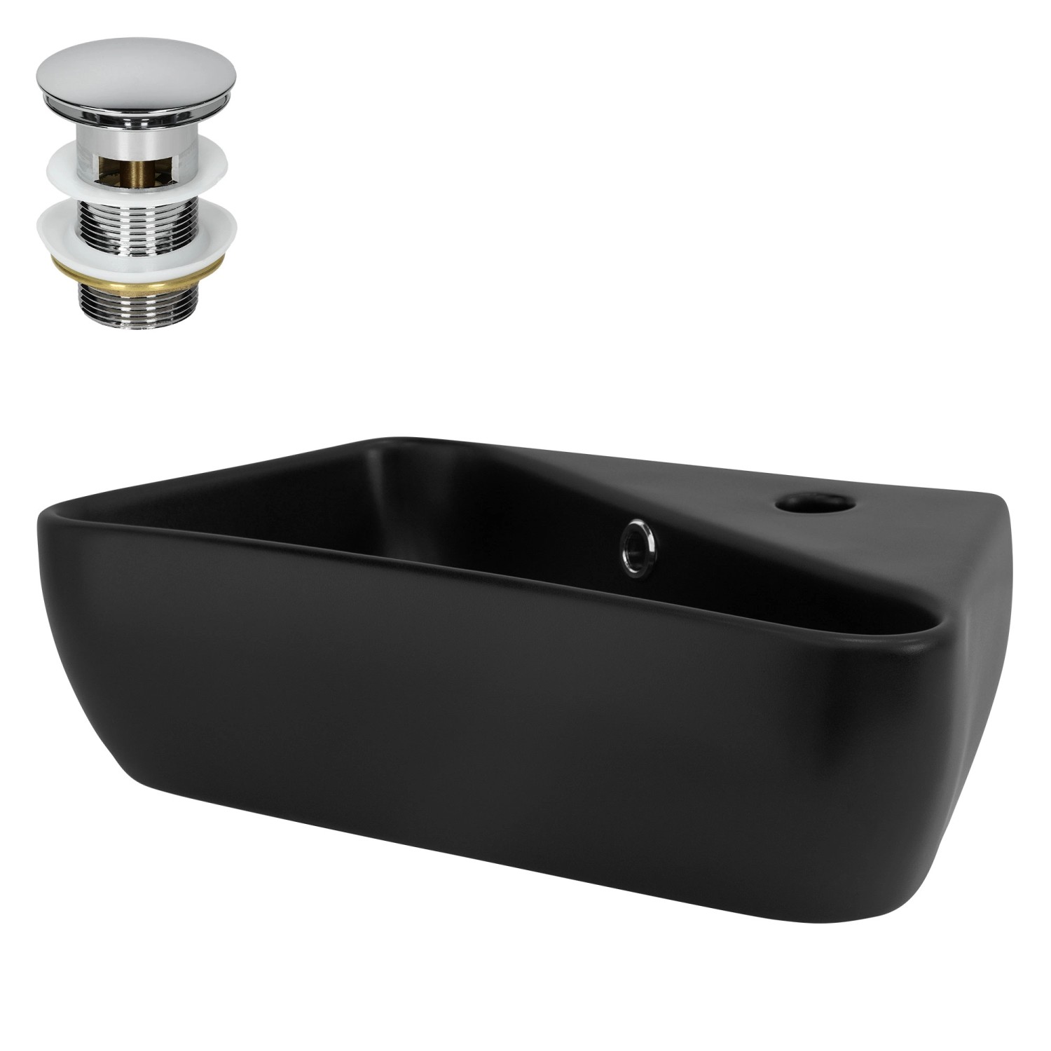 ML-Design Waschbecken Keramik Eckig Schwarz 45x27x13 cm mit Ablaufgarnitur ML-Design Waschbecken Keramik Eckig Schwarz 45x27x13 cm mit Ablaufgarnitur von ML-Design