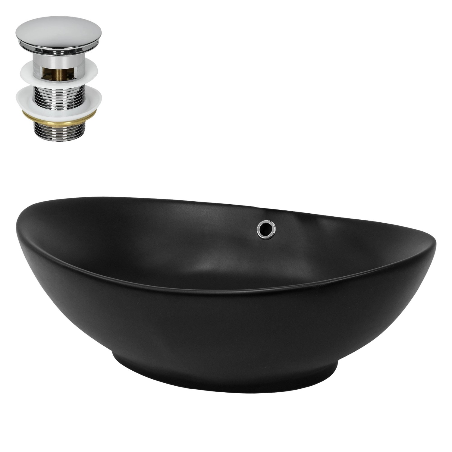 ML-Design Waschbecken Keramik Schwarz Matt 59x38x19 cm inkl Ablaufgarnitur ML-Design Waschbecken Keramik Schwarz Matt 59x38x19 cm inkl Ablaufgarnitur von ML-Design