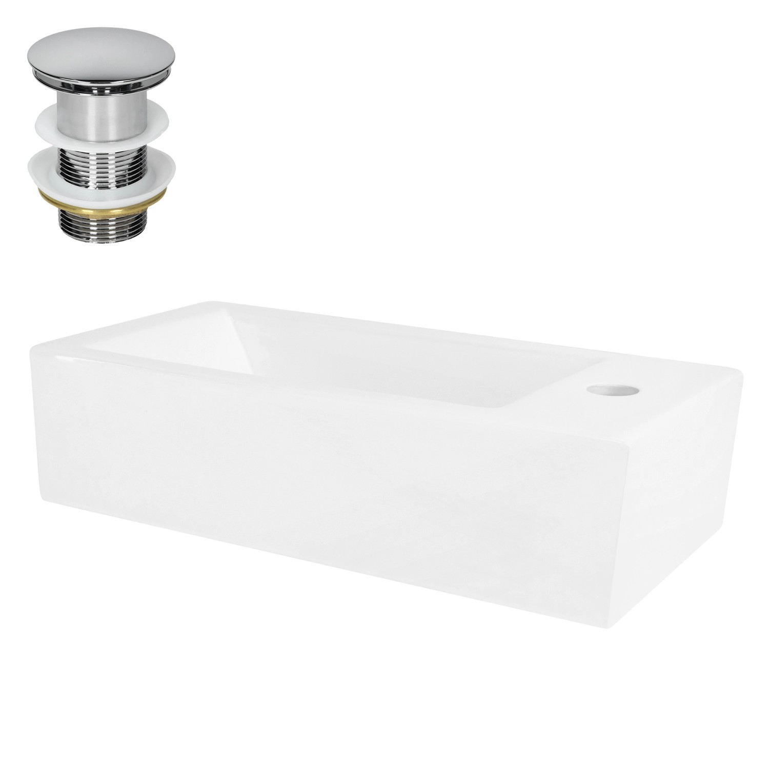 ML-Design Waschbecken Keramik Weiß 51x25x13 cm mit Ablaufgarnitur Silber Klein ML-Design Waschbecken Keramik Weiß 51x25x13 cm mit Ablaufgarnitur Silber Klein von ML-Design