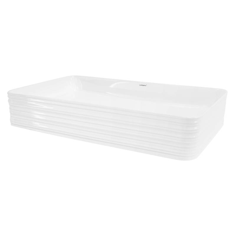 ML-Design Waschbecken Keramik Weiß Glänzend 68x38x12 cm Eckig Aufsatzwaschbecken von ML-Design